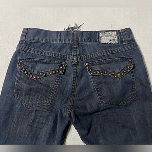 Level 7 Mens 36x32 Actual 33x30 Relaxed Straight Blue Denim Spikes Level7 Jeans